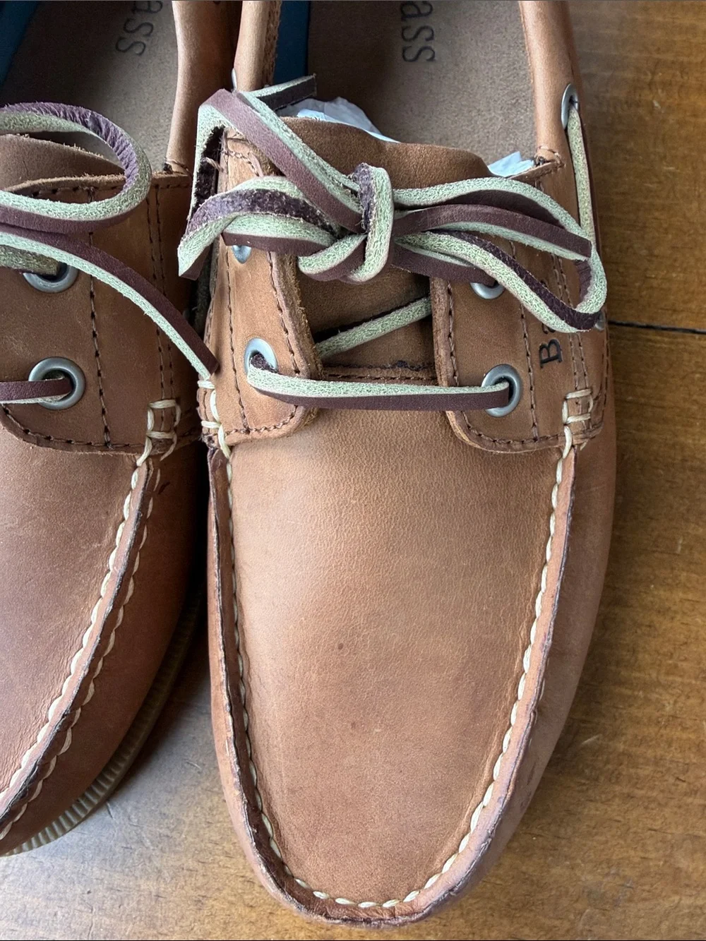 Bass Seafarer Caramel Boat Shoe Slip On Sz 9